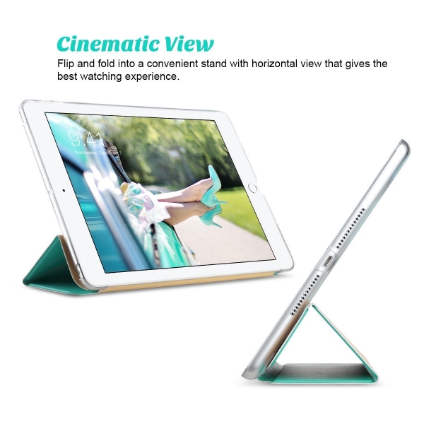 ULAK iPad 9.7 in Smart Shell Deri Standl effaf Arka Kapak-Mint