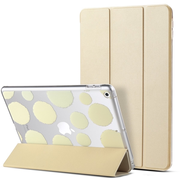 ULAK iPad 9.7 in Smart Shell Deri Standl effaf Arka Kapak-Gold