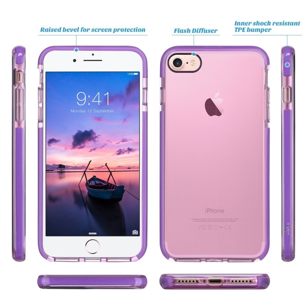 ULAK iPhone 7 Bumper Air Cushion Yar� Saydam K�l�f-Purple