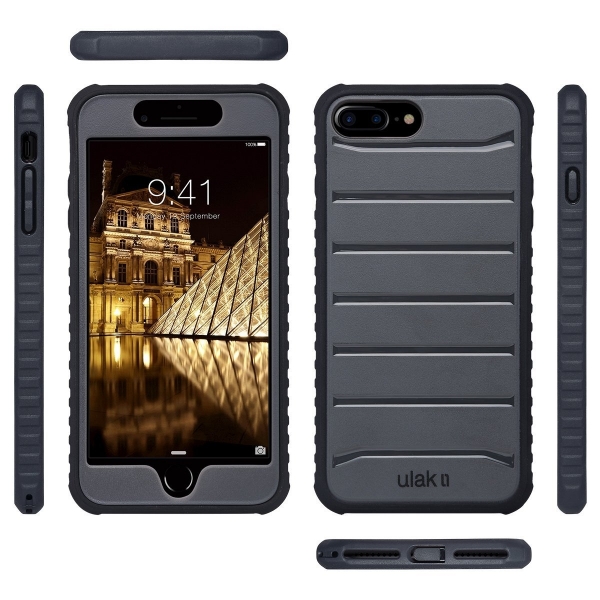 ULAK iPhone 7 Plus Bumper Esnek Klf-Dark Grey