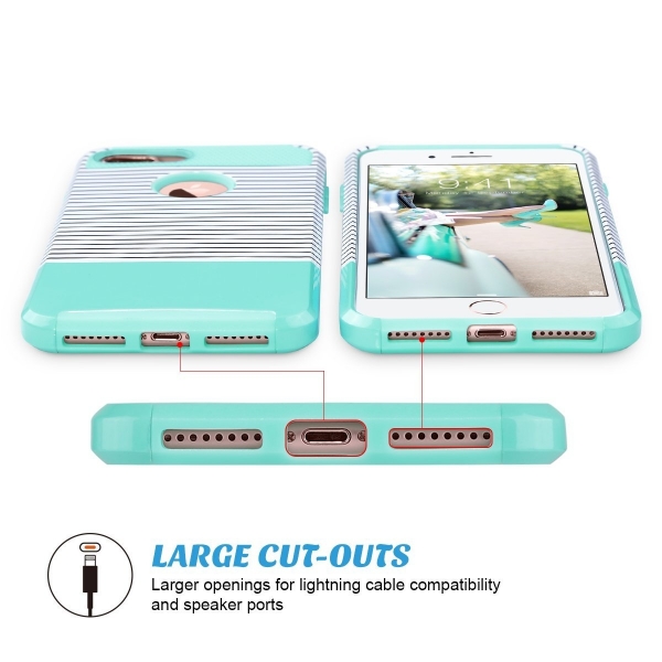 ULAK iPhone 7 Plus Knox Armor Slim Hard Klf-Minimal Mint Stripes