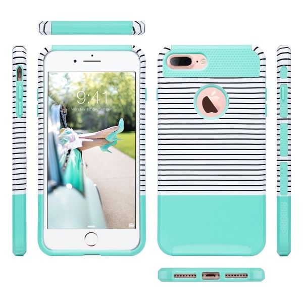 ULAK iPhone 7 Plus Knox Armor Slim Hard Klf-Minimal Mint Stripes