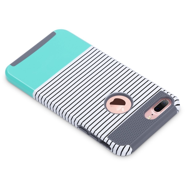 ULAK iPhone 7 Plus Knox Armor Slim Hard Klf-Minimal Mint Stripes Grey