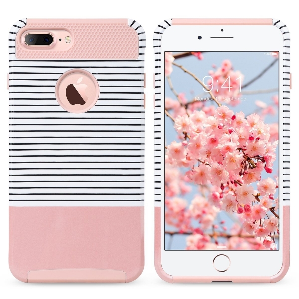ULAK iPhone 7 Plus Knox Armor Slim Hard Klf-Minimal Stripes Rose Gold