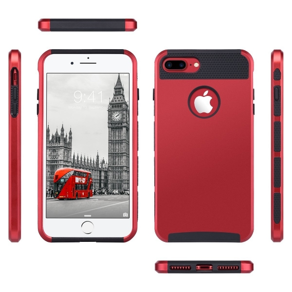 ULAK iPhone 7 Plus Knox Armor Slim Hard Klf-Red-Black