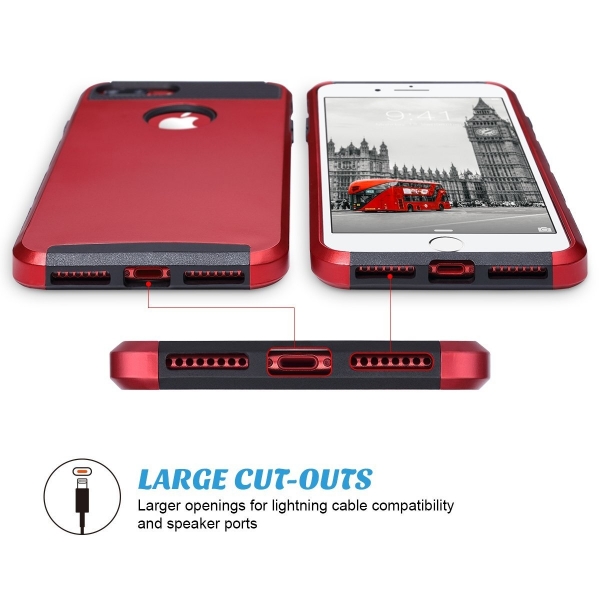 ULAK iPhone 7 Plus Knox Armor Slim Hard Klf-Red-Black