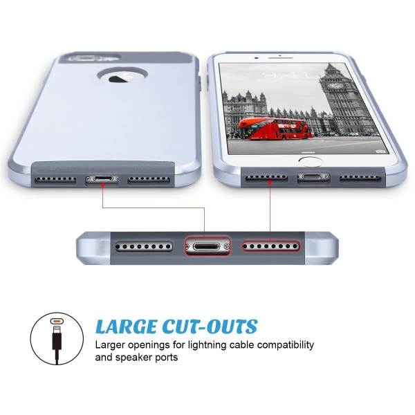 ULAK iPhone 7 Plus Knox Armor Slim Hard Klf-Silver Gray