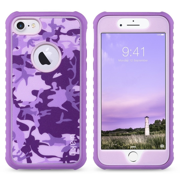 ULAK Case iPhone 7 Esnek Salam Klf-Purple Camo
