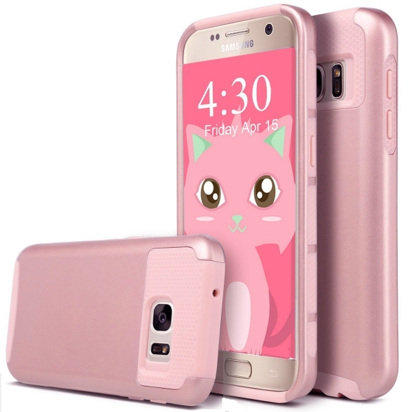 ULAK Samsung Galaxy S7 Hybrid Slim K�l�f-Rose Gold-Rose Gold  
