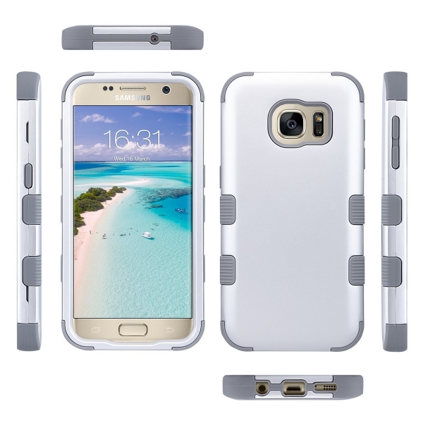 ULAK Samsung Galaxy S7 Hybrid Klf-Silver Gray