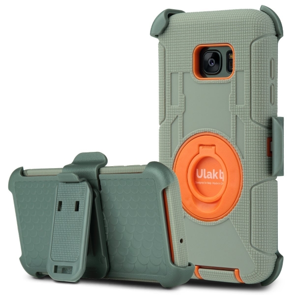 ULAK Samsung Galaxy S7 Edge Knox Armor Kemer Klipsli Klf-Grey-Orange