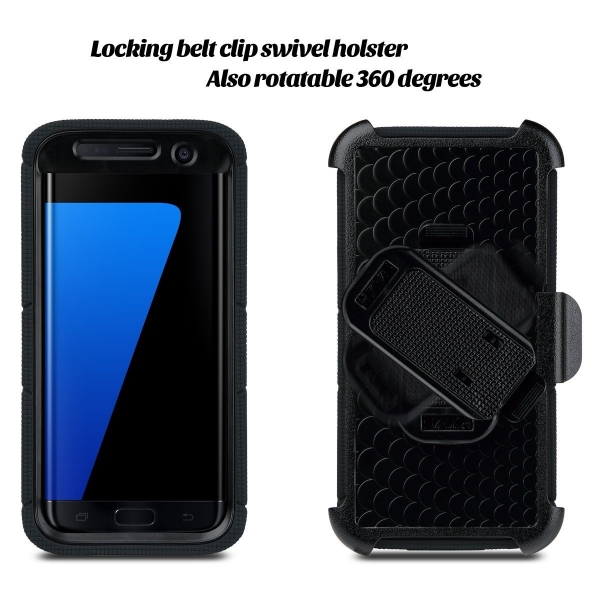 ULAK Samsung Galaxy S7 Edge Knox Armor Kemer Klipsli Klf-Black-Black