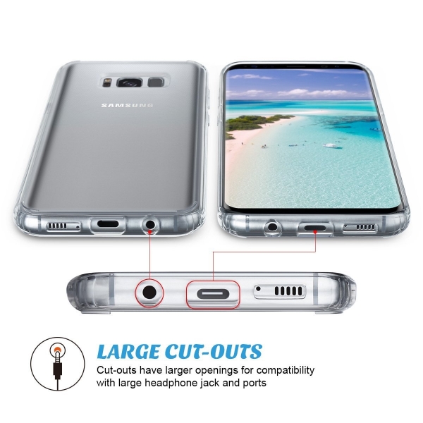ULAK Samsung Galaxy S8 Hybrid Glossy Hard Bumper Klf-Clear