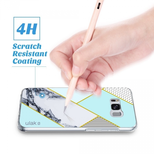 ULAK Samsung Galaxy S8 Hybrid Glossy Hard Bumper Klf- Mint Geometric Marble