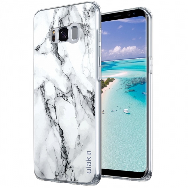 ULAK Samsung Galaxy S8 Plus Soft Bumper Flexible Hybrid Klf-Marble Grey