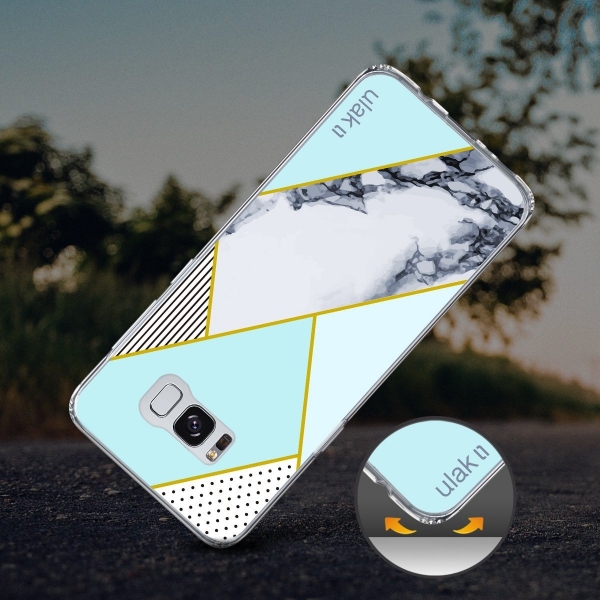 ULAK Samsung Galaxy S8 Plus Soft Bumper Flexible Hybrid Klf-Mint Marble