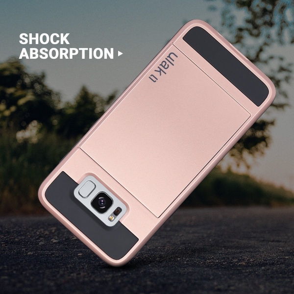 ULAK Samsung Galaxy S8 Plus Slim C�zdan K�l�f-Rose Gold Black