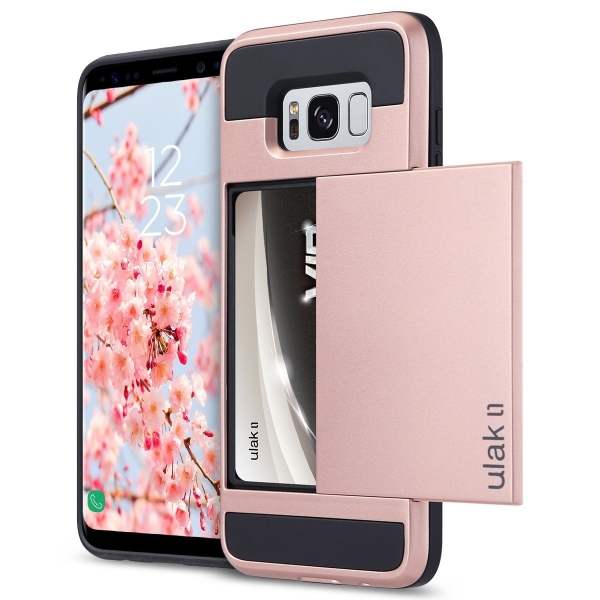 ULAK Samsung Galaxy S8 Plus Slim C�zdan K�l�f-Rose Gold Black