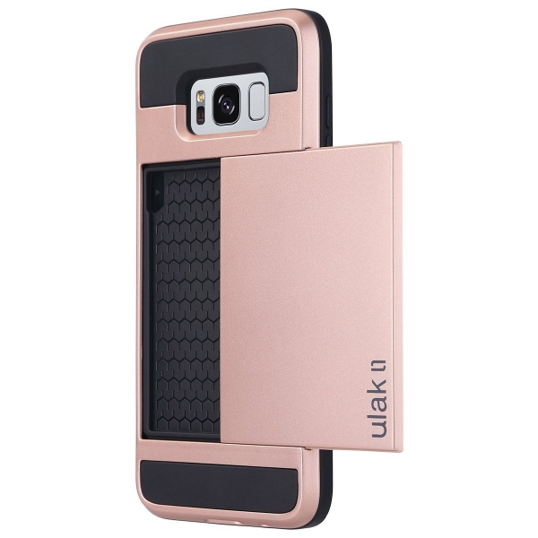 ULAK Samsung Galaxy S8 Plus Slim C�zdan K�l�f-Rose Gold Black