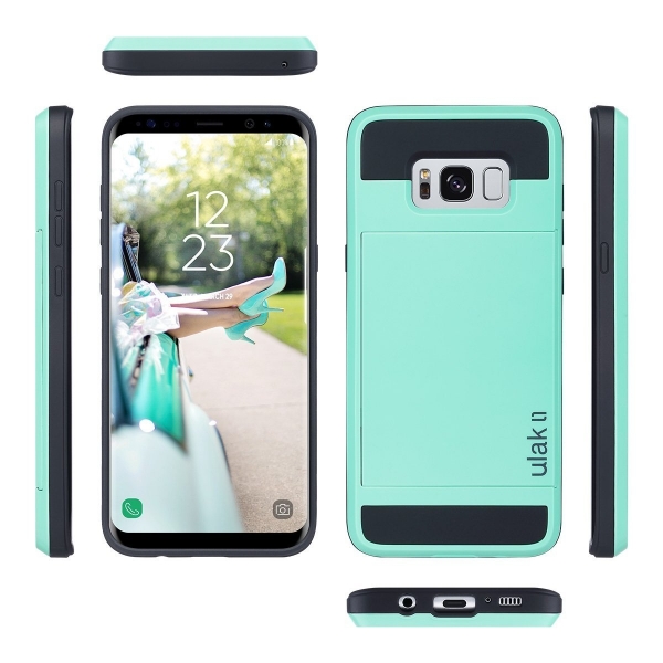 ULAK Samsung Galaxy S8 Plus Slim C�zdan K�l�f-Mint Green Black