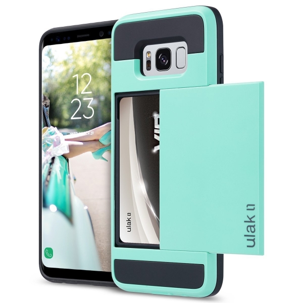 ULAK Samsung Galaxy S8 Plus Slim C�zdan K�l�f-Mint Green Black