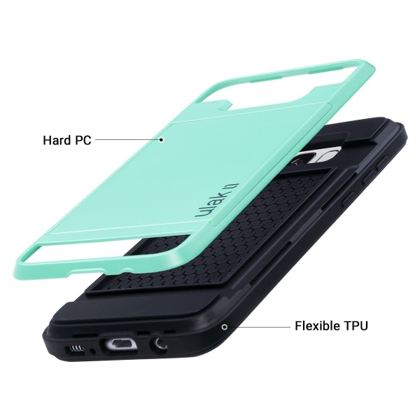 ULAK Samsung Galaxy S8 Plus Slim C�zdan K�l�f-Mint Green Black