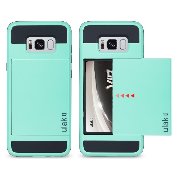 ULAK Samsung Galaxy S8 Plus Slim C�zdan K�l�f-Mint Green Black