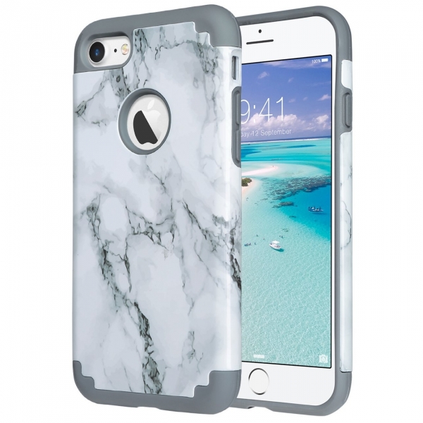 ULAK Case Apple iPhone 7 Knox Armor Heavy Duty Klf-Marble-Grey