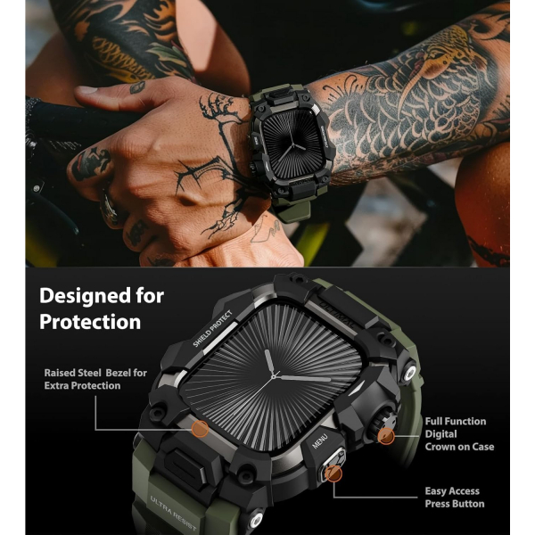 ULTIMAL Apple Watch 10 46mm Rugged Kay -Army Green