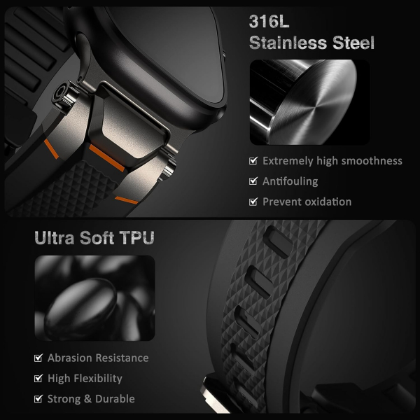 ULTIMAL Apple Watch Ultra 3/2/1 Kay -Black Gray