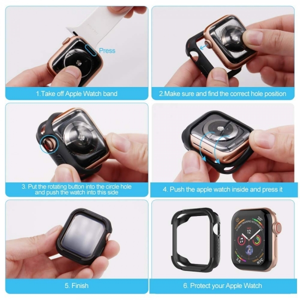 UMTELE Apple Watch 4 Koruyucu Klf (40mm)-Black