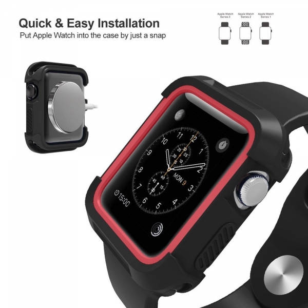 UMTELE Apple Watch Rugged Klf (38mm)-Black Red