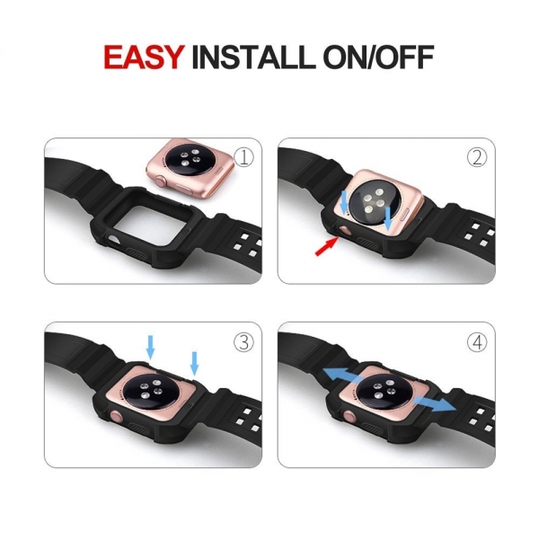 UMTELE Apple Watch 42mm Rugged Klf Kay (2 Ekran Koruyucu Dahildir)