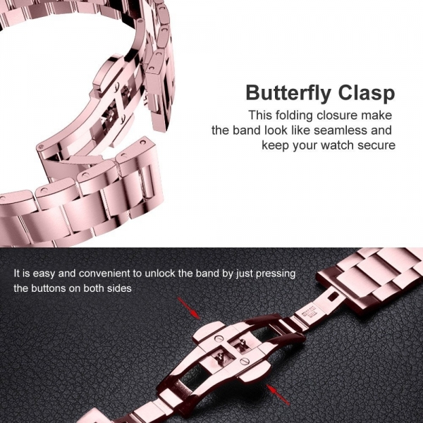 UMTELE Apple Watch Paslanmaz elik Kay (42mm)-Rose Gold
