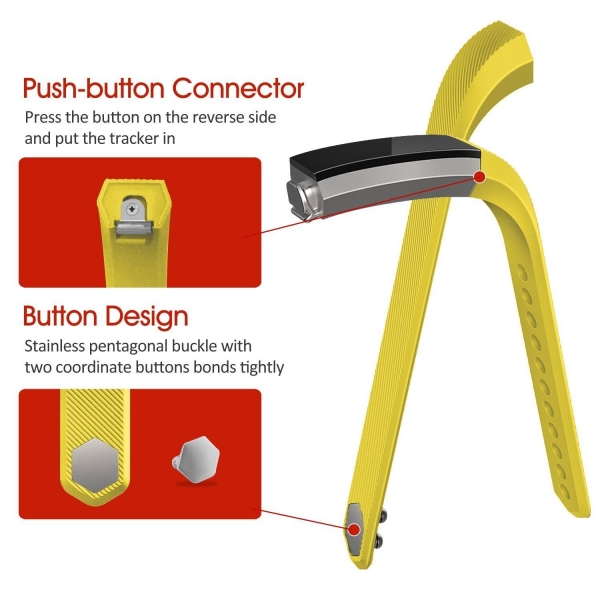 UMTELE Fitbit Alta Fitness Tracker Silikon Bileklik (Large)-Yellow