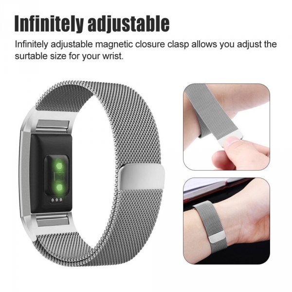 UMTELE Fitbit Charge 2 Kay (Kk)-Silver