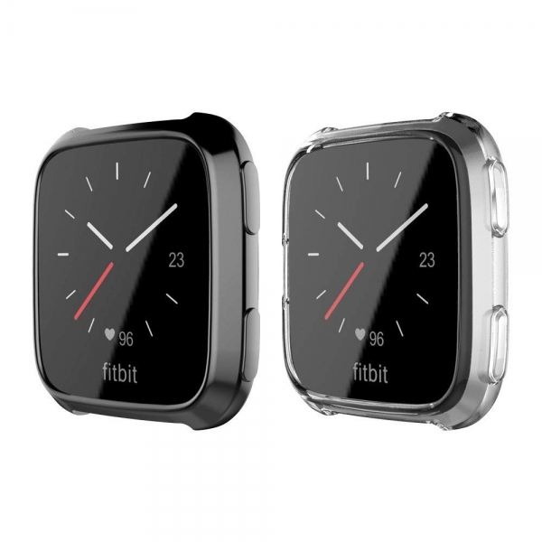 UMTELE Fitbit Versa Koruyucu Klf (2 Adet)-Black Clear