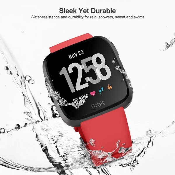 UMTELE Fitbit Versa Silikon Kay (Large)-Red