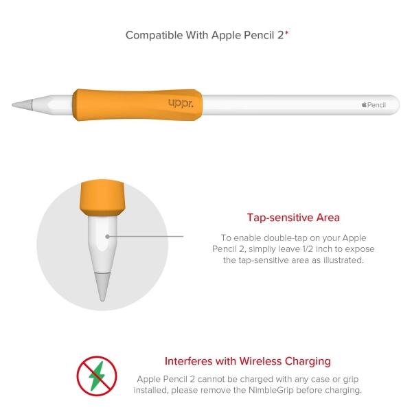 UPPERCASE Apple Pencil 2 NimbleGrip Silikon Klf (2 Adet)-Orange