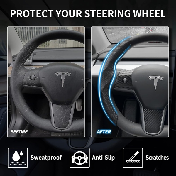 Uxcer Tesla Model 3/Y Direksiyon Koruyucu Kapak-Black