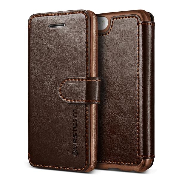 VRS Design iPhone 5 / 5S / SE Wallet Dandy Layered Serisi Klf-Coffee Brown