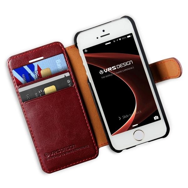 VRS Design iPhone 5 / 5S / SE Wallet Dandy Layered Serisi Klf-Wine Red