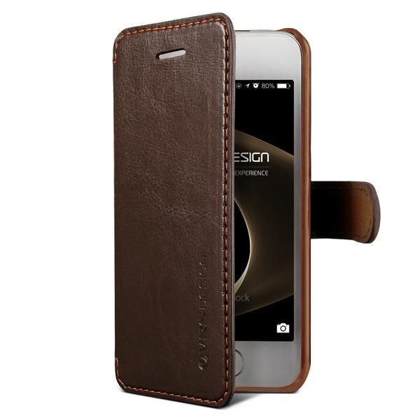 VRS Design iPhone 5 / 5S / SE Wallet Dandy Layered Serisi Klf-Coffee Brown