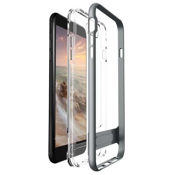 VRS Design iPhone 7 Plus Crystal Bumper Serisi Klf (MIL-STD-810G)-Steel Silver