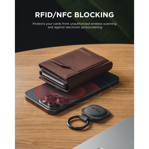 VULKIT Airtag RFID Erkek Czdan (Espresso)