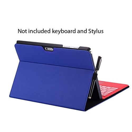 Valkit Microsoft Surface 3 Deri Stand Klf-Blue