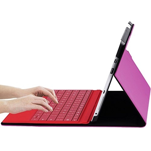 Valkit Microsoft Surface 3 Deri Stand Klf-Pink