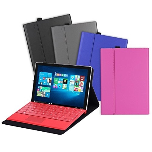 Valkit Microsoft Surface Pro 4 Deri Stand Klf-Pink