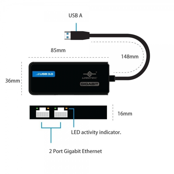 Vantec USB 3.0 to Gigabit Ethernet Adaptr