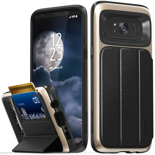 Vena Galaxy S8 Plus vCommute Deri Czdan Klf (MIL-STD-810G)-Gold 